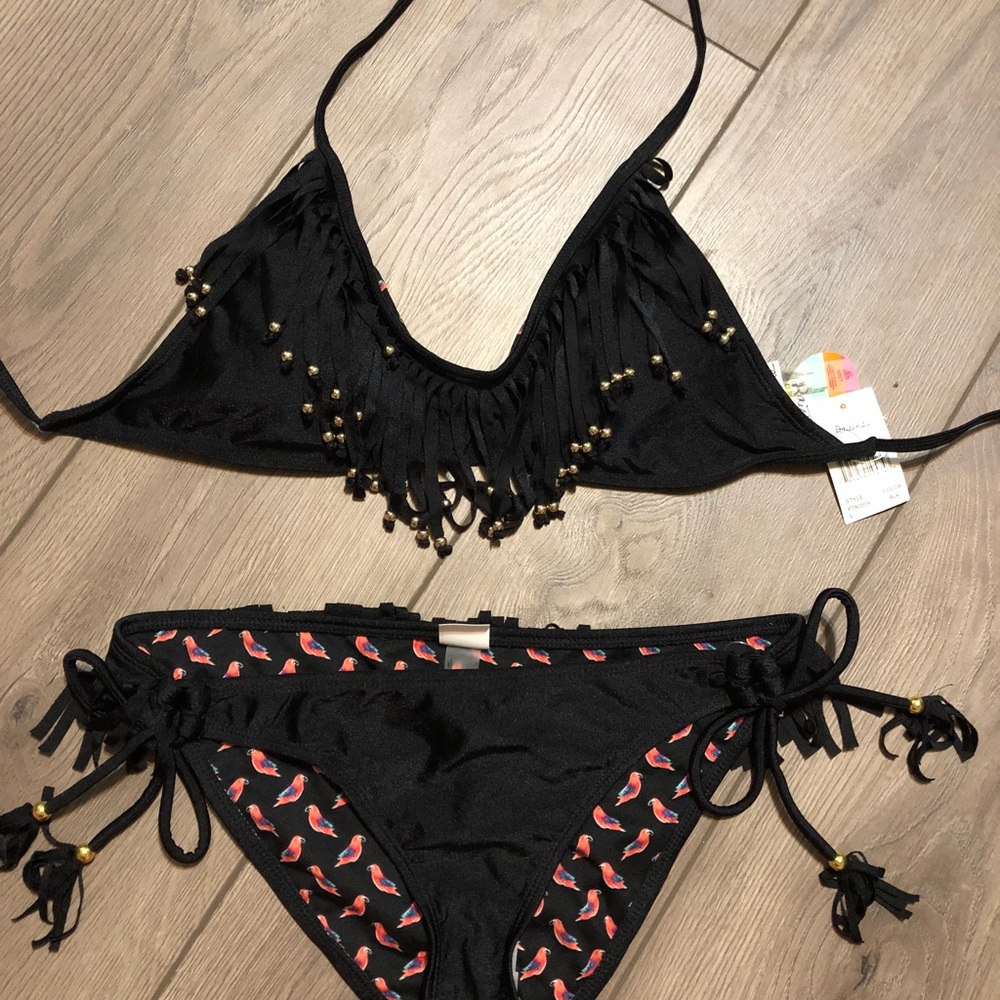 Black Fringe Bikini Set